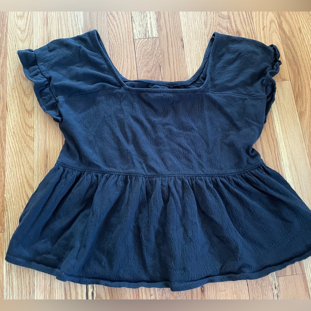 Madewell black babydoll blouse